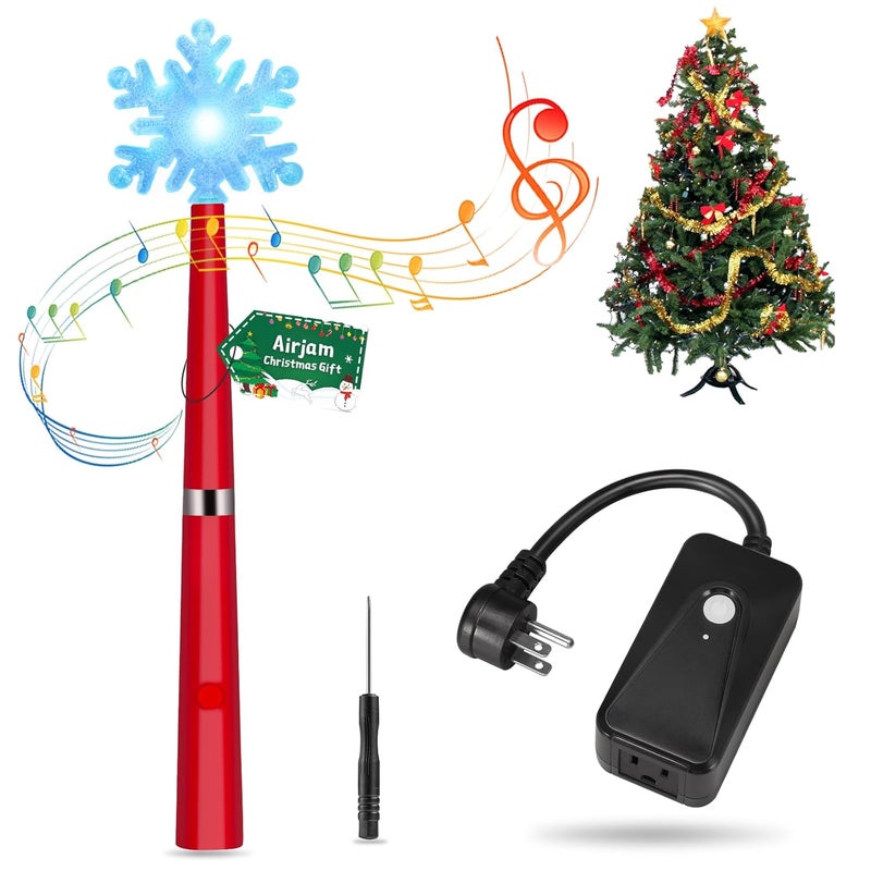 Airjam Wireless Remote Control Outlet, Magic Light Wand for Christmas Tree Lights and Home Decoration Lights, Remote Light Switch with Music, Christmas Gift for Kids/Friends/Family, Red - Image 1